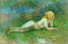 Pastora desnuda tumbada