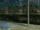 Paisaje nocturno nevado. Haarlem