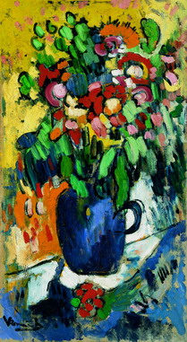 Jarrn azul con flores